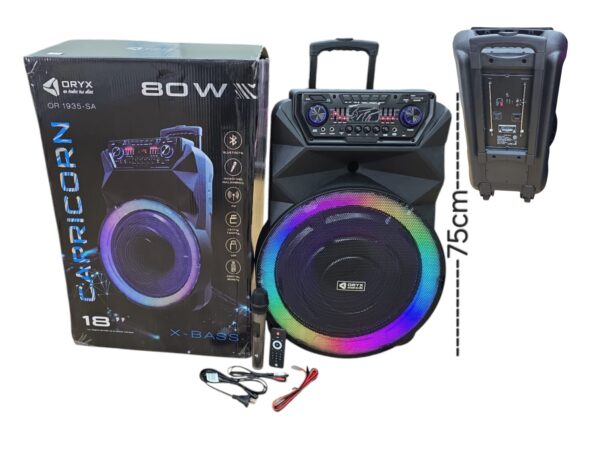 parlante oryx capricornio 18" 80w inalámbrico carrito microfono