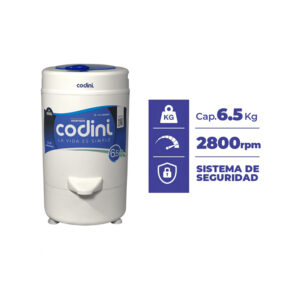 secarropas 6,1 kg pvc codini – blanco / negro