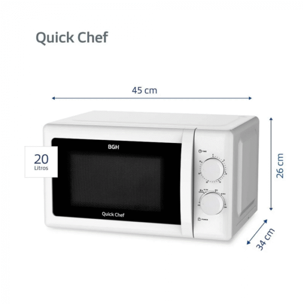 microondas bgh b120m20i – 20 l rotativa (mecÁnico)