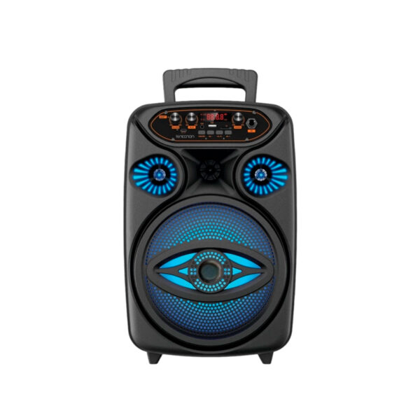 parlante portátil oryx neptune 8" 25w micrófono luces led