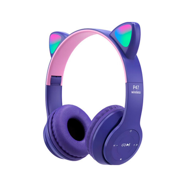 auriculares inalÁmbricos cat ear p47m bluetooth con micrÓfono y luces led