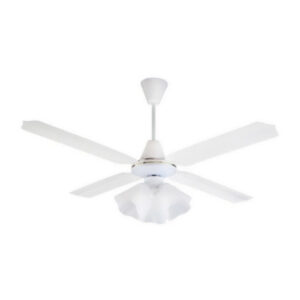 ventilador de techo everest ax 4 con luz 4 aspas chapa blanco / marrÓn